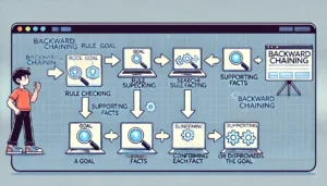 Backward chaining is a goal-driven reasoning approach. It starts with a specific goal and works backward to determine what facts or conditions need to be true to achieve that goal. This process is similar to starting with a hypothesis and working backward to find evidence that supports it.