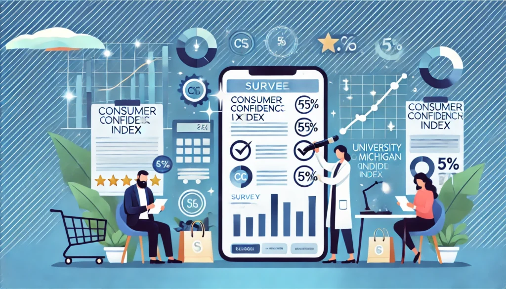 the measurement of consumer confidence through surveys, highlighting the Consumer Confidence Index (CCI) and the University of Michigan Consumer Sentiment Index.