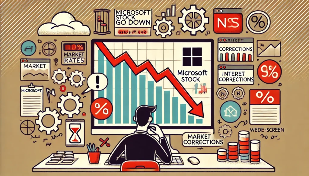 potential reasons for Microsoft's stock decline, highlighting factors like market corrections, interest rates, and tech sector volatility.